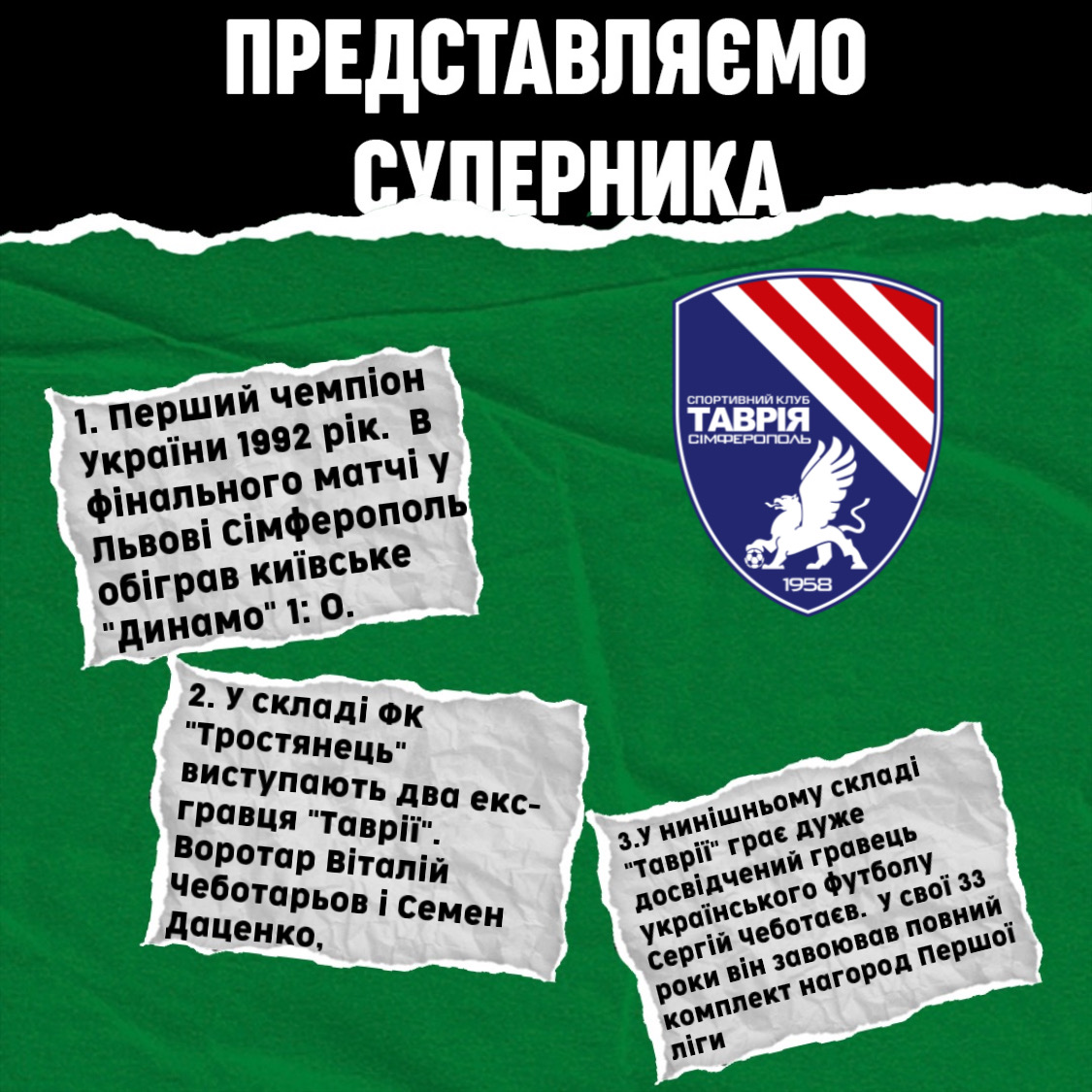 Представляємо суперника ФК “Таврія”