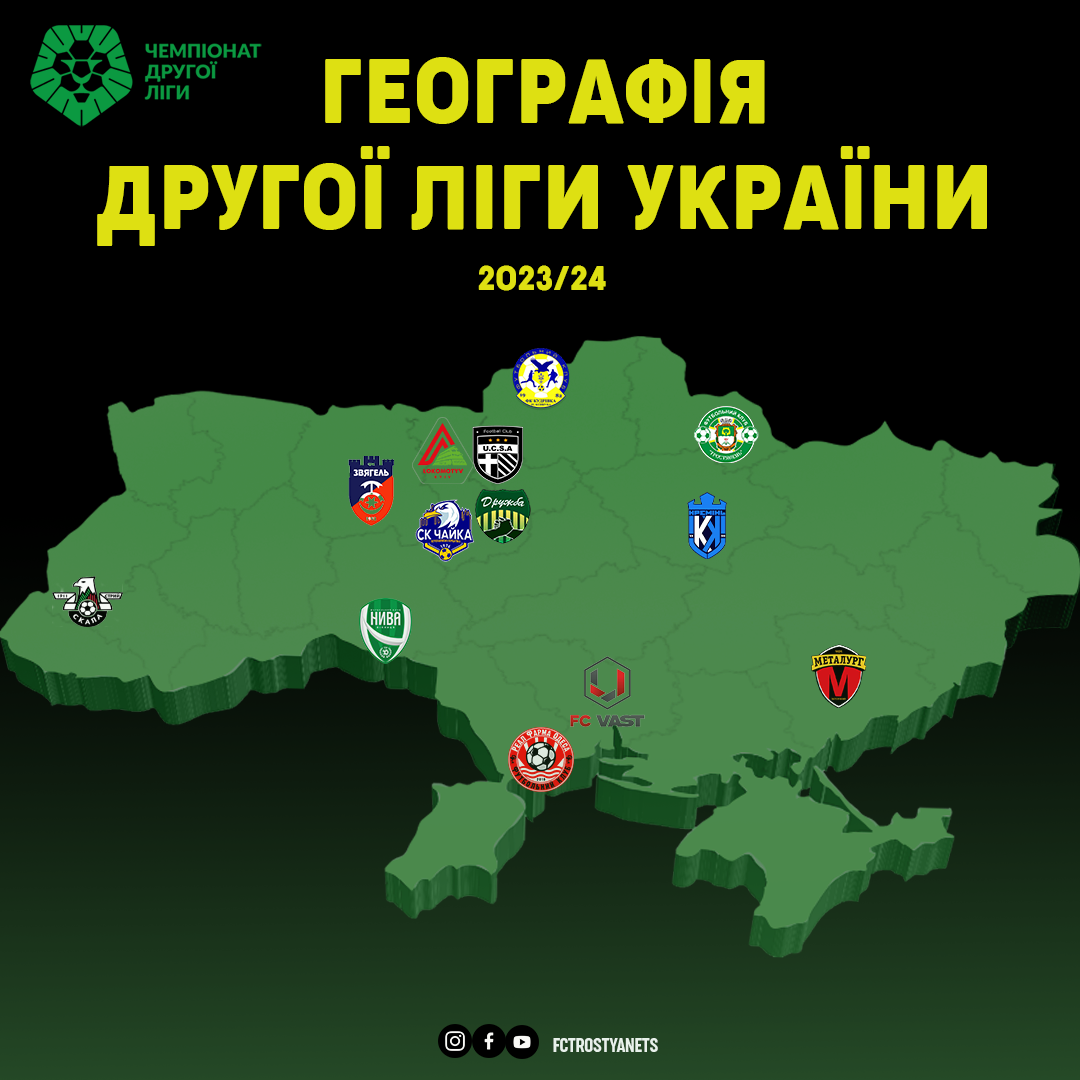 Команди з якими зустрінуться ФК «Тростянець» у Другій лізі України