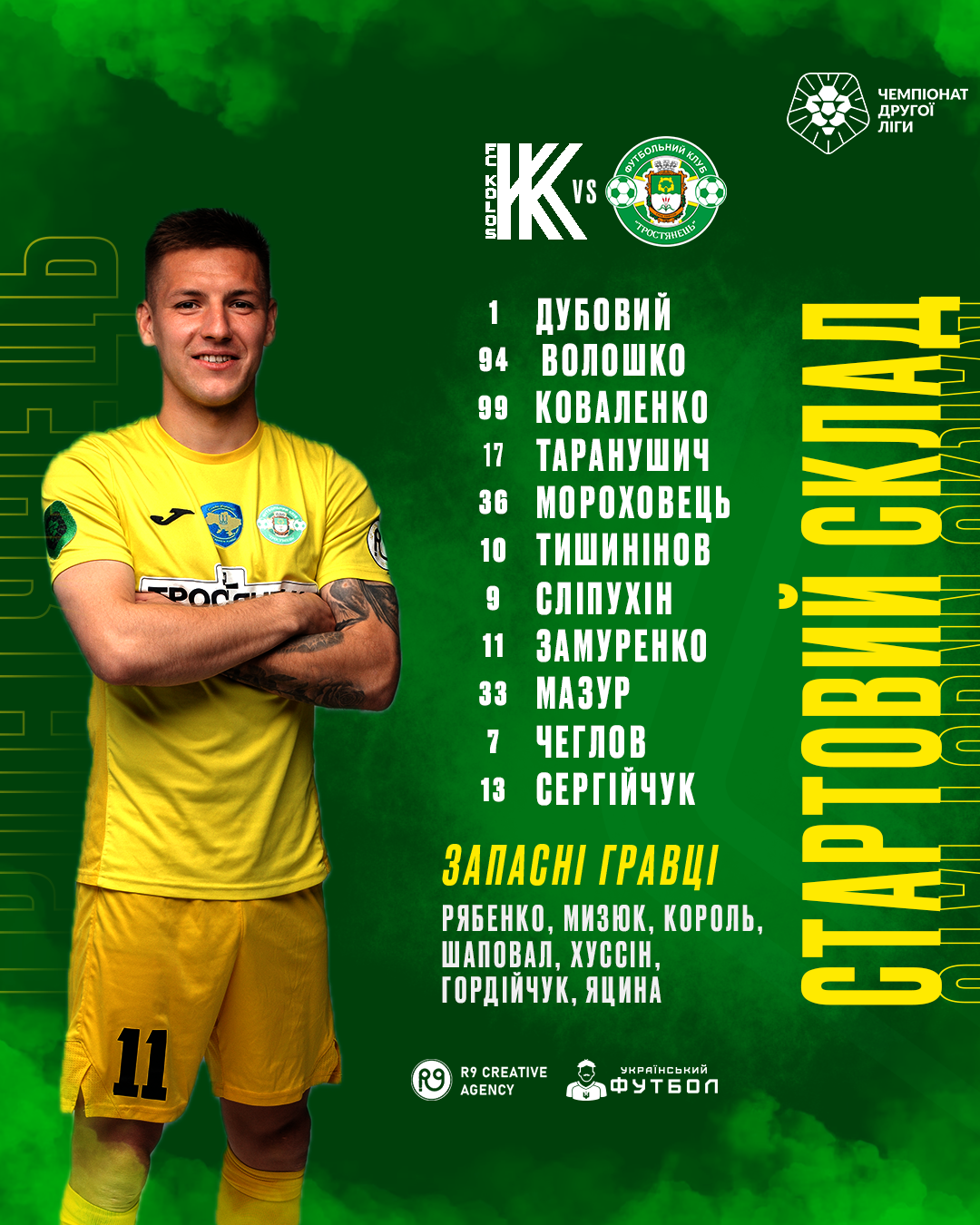 Склад команди ФК “Колос-2” проти ФК “Тростянець”