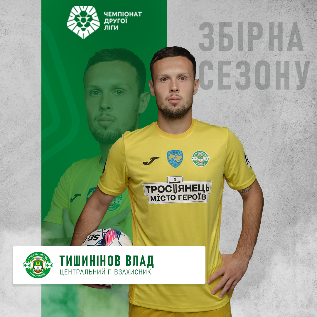 Півзахисник ФК Тростянець Владислав Тишинінов у символічній збірній сезону