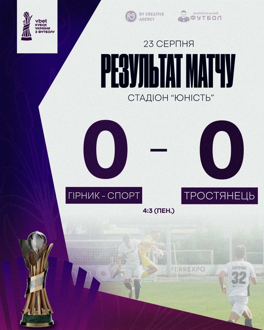 Результати матчу ФК “Гірник-Спорт” проти ФК “Тростянець”