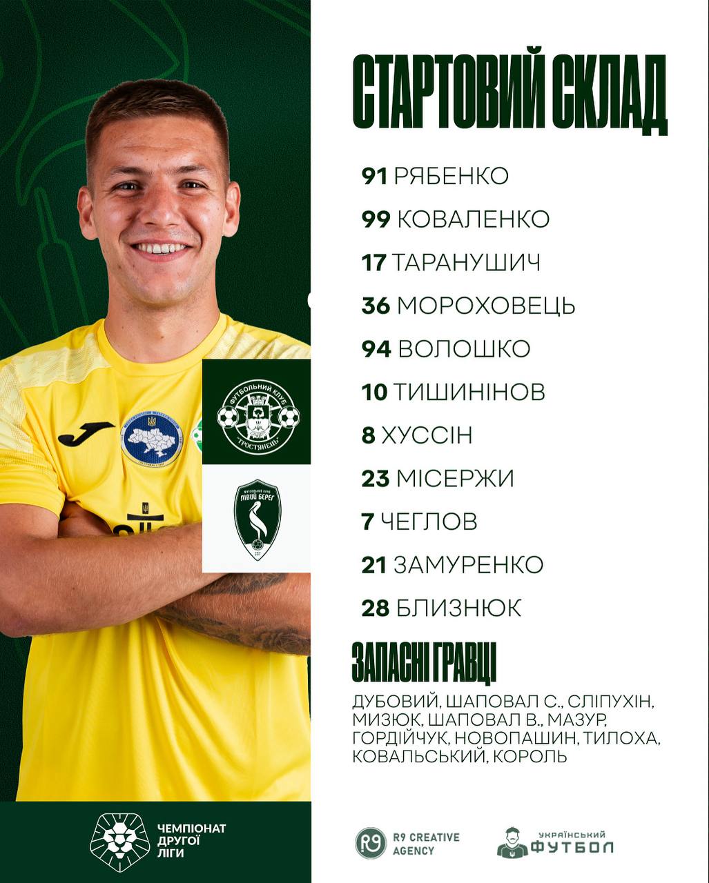 Склад команди на гру Тростянець | Лівий Берег-2