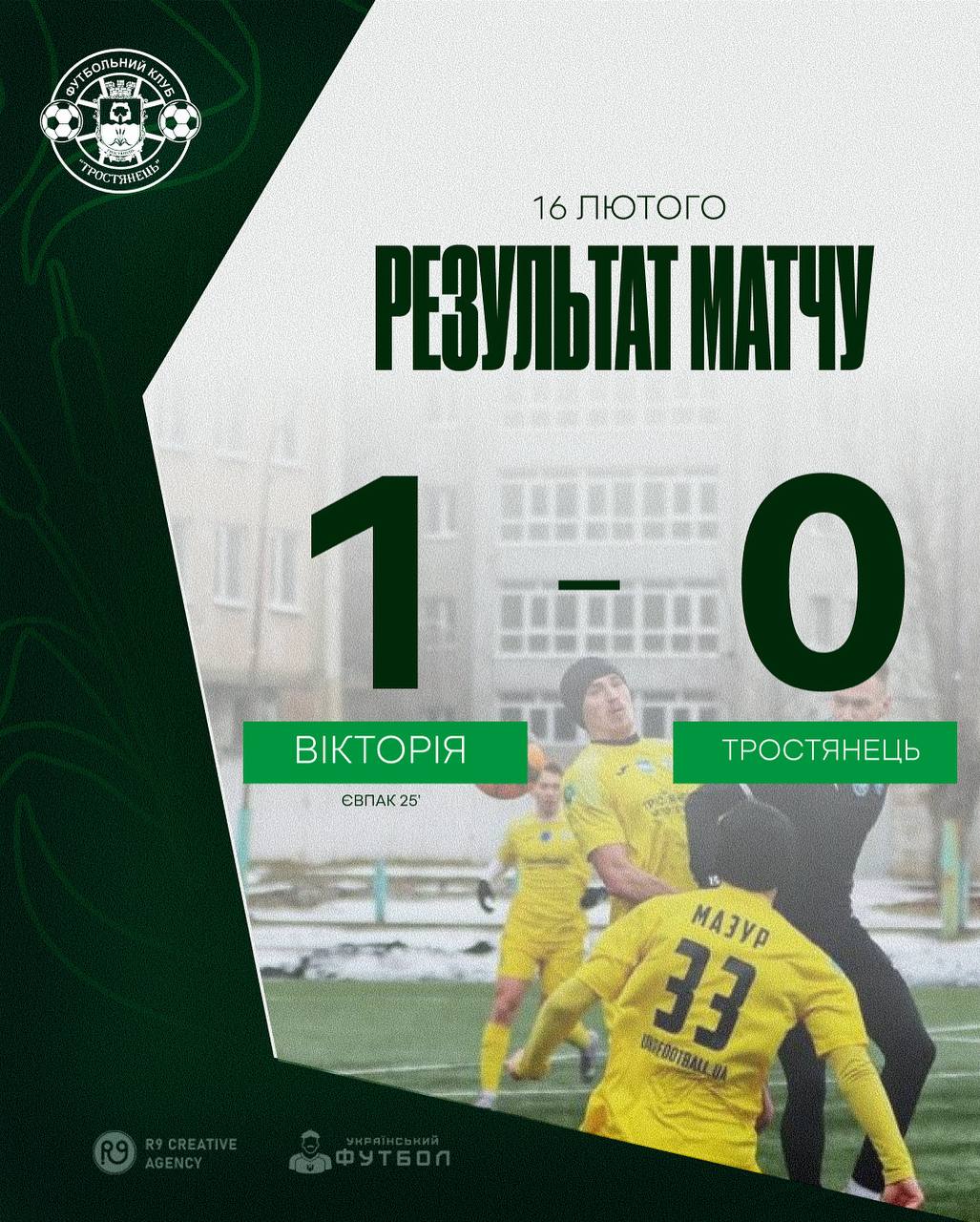 Результати гри ФК “Вікторія” проти ФК “Тростянець”