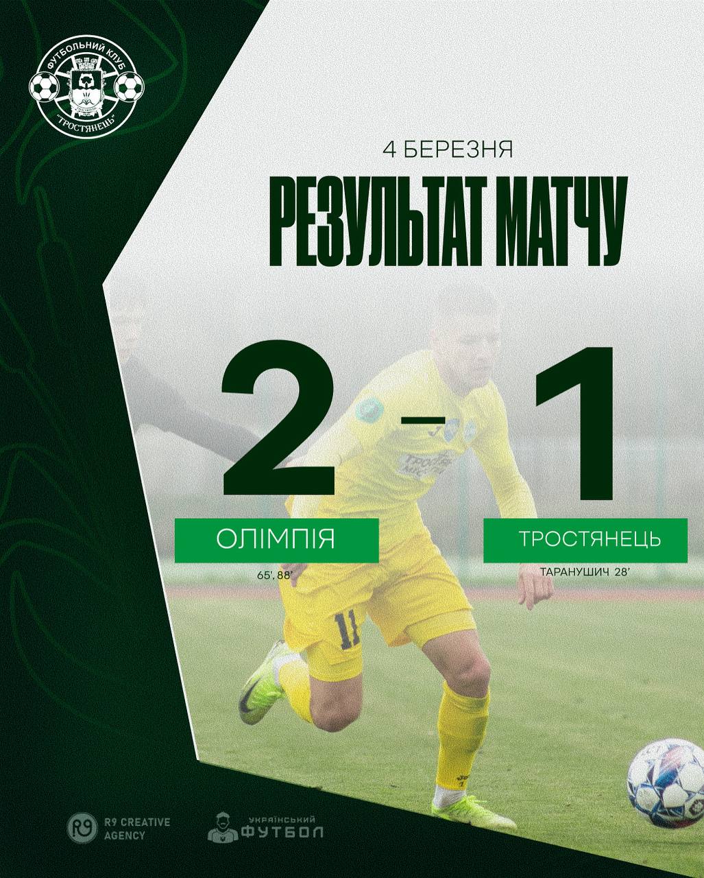 Результат гри Олімпія – Тростянець