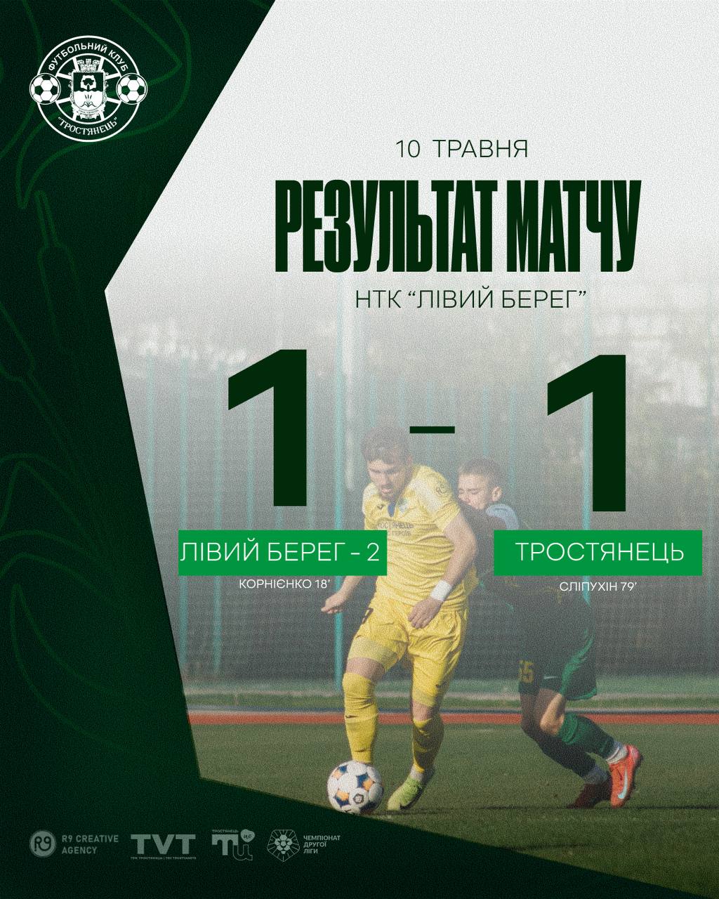 Результати матчу Лівий Берег – 2 – Тростянець